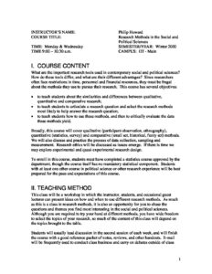 course outline of research methods